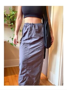 Bershka Charcoal Gorpcore Y2K Cargo Elastic-Waist Maxi Skirt Size XS